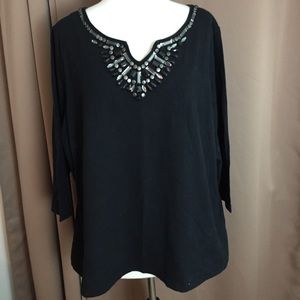 Black Bead Embellished Blouse